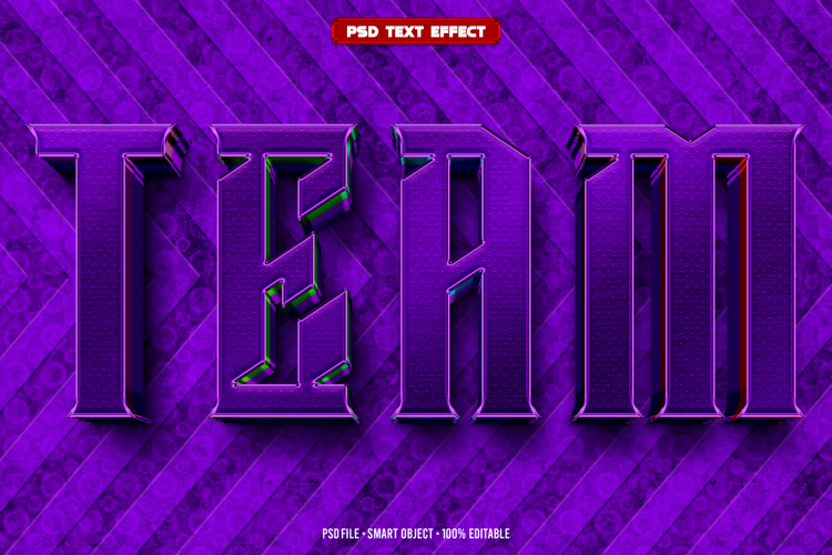Team 3D editable text effect