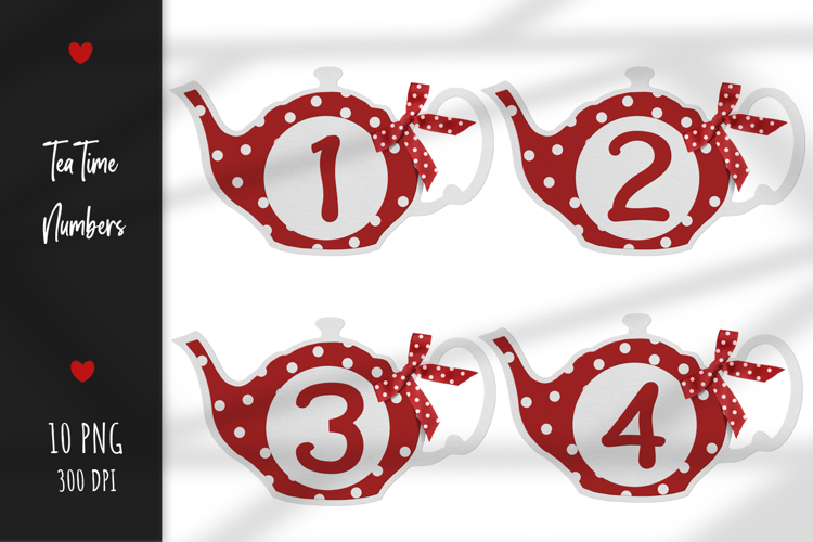 Teapot Retro Scrapbook Paper Tags with Numbers