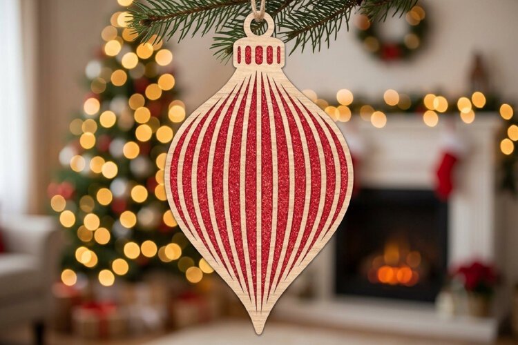 Teardrop Christmas Ornament SVG Laser Cut, Holiday Decor example image 1