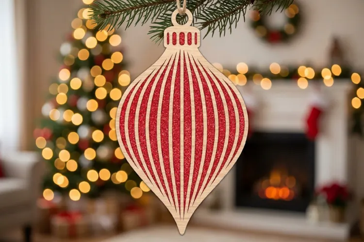 Teardrop Christmas Ornament SVG Laser Cut, Holiday Decor