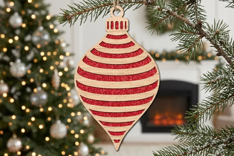Teardrop Christmas Ornament SVG Laser Cut, Holiday Decor