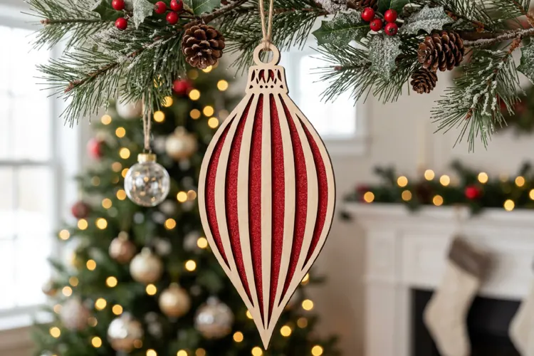 Teardrop Christmas Ornament SVG Laser Cut Wood Decoration