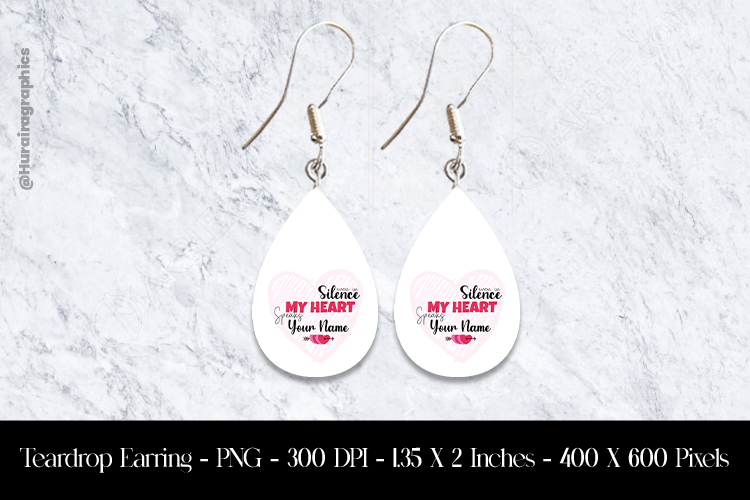 Romantic Heart Quote Teardrop Earring Sublimation