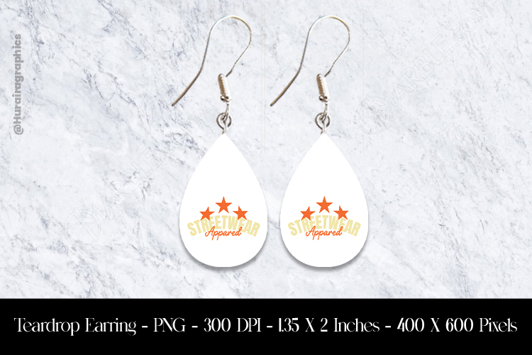 Streetwear Appared Teardrop Earring Sublimation