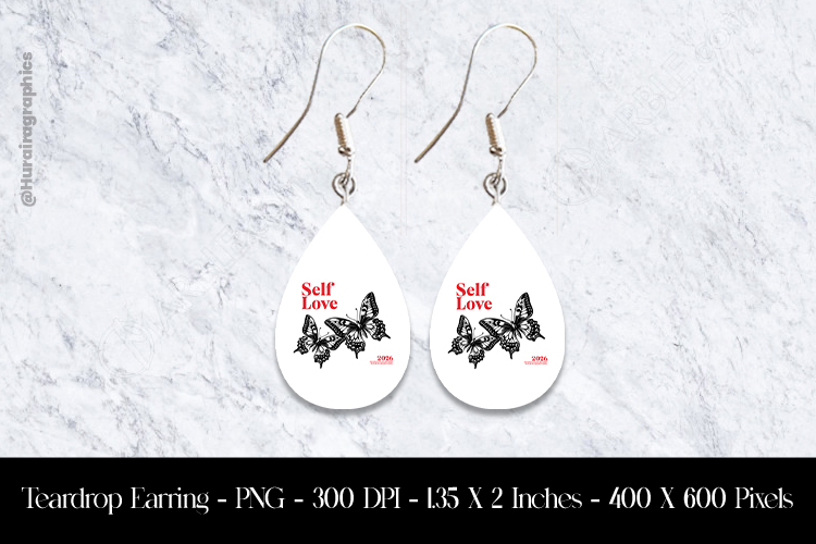 Selflove Butterflies Teardrop Earring Sublimation
