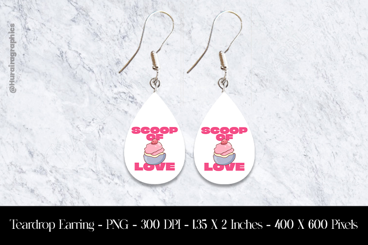 Scoop Of Love Teardrop Earring Sublimation example image 1