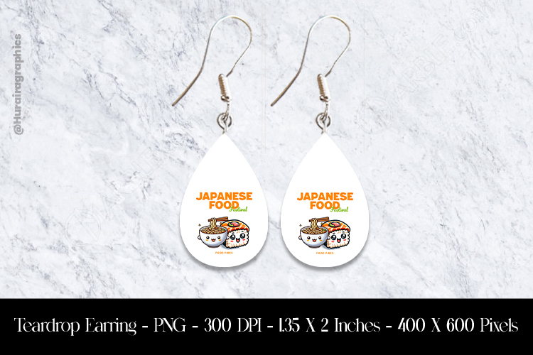 Japanses Food Festival Food Vibes Teardrop Earring Sublimati