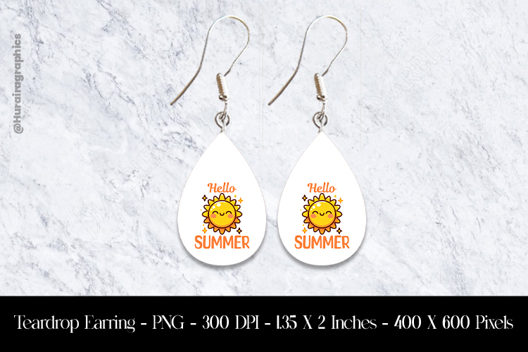 Hello Summer Teardrop Earring Sublimation