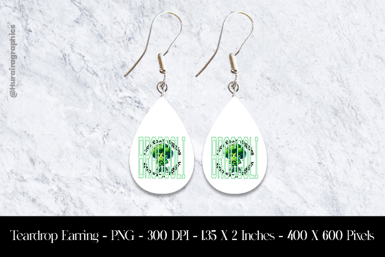 Broccoli Teardrop Earring Sublimation