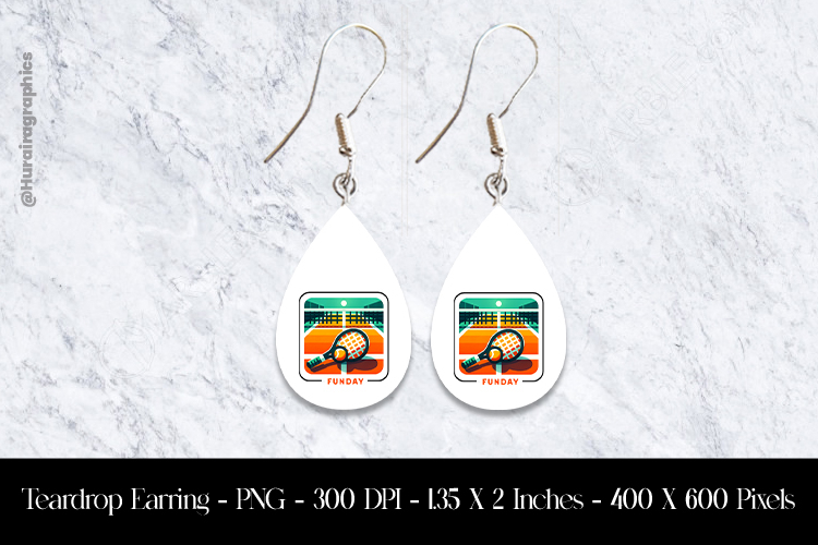 Sunday Funday Recket Teardrop Earring Sublimation
