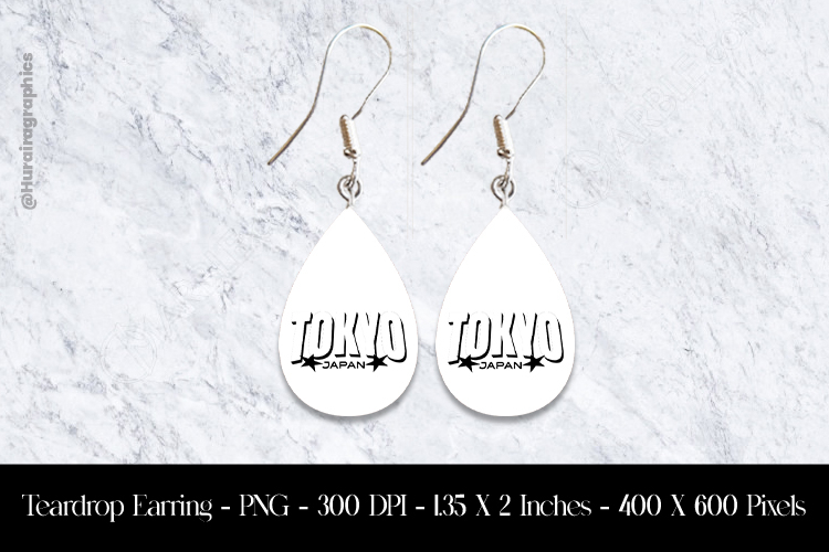 Toyko Japan Teardrop Earring Sublimation