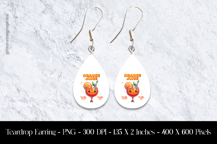 Orange Juice Healthy Drink Healthy Life Teardrop Earring