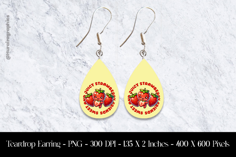 Strawberry Juicy And Sweet Friends Teardrop Earring Sublimat