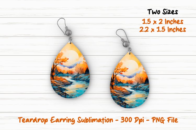 Watercolor Scene Teardrop Earring |Teardrop Earrings