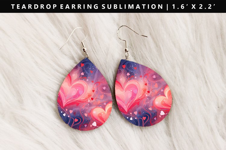 Valentine Teardrop Earring Sublimation PNG Design