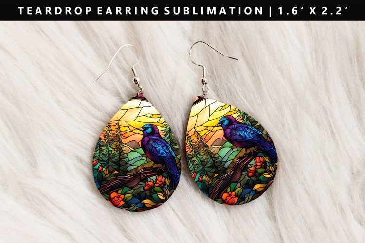 Bird Teardrop Earring Sublimation PNG Design