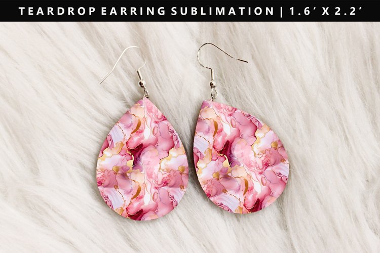 Alcohol Ink Teardrop Earring Sublimation PNG Design