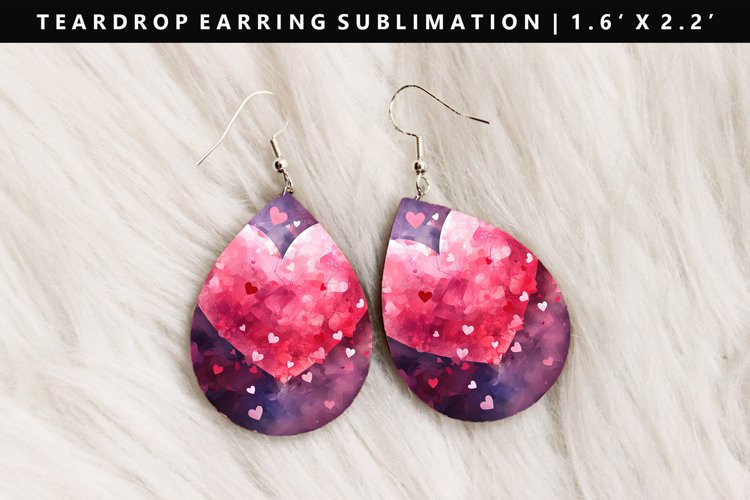 Valentine Teardrop Earring Sublimation PNG Design