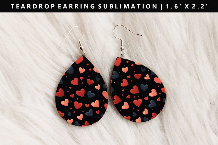 Heart Teardrop Earring Sublimation PNG Design