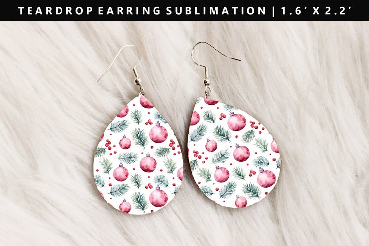Christmas Teardrop Earring Sublimation PNG Design