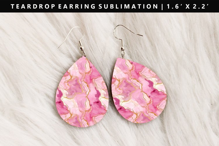 Alcohol Ink Teardrop Earring Sublimation PNG Design