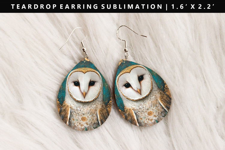 Owl Teardrop Earring Sublimation PNG Design