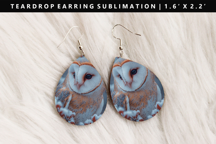 Owl Teardrop Earring Sublimation PNG Design