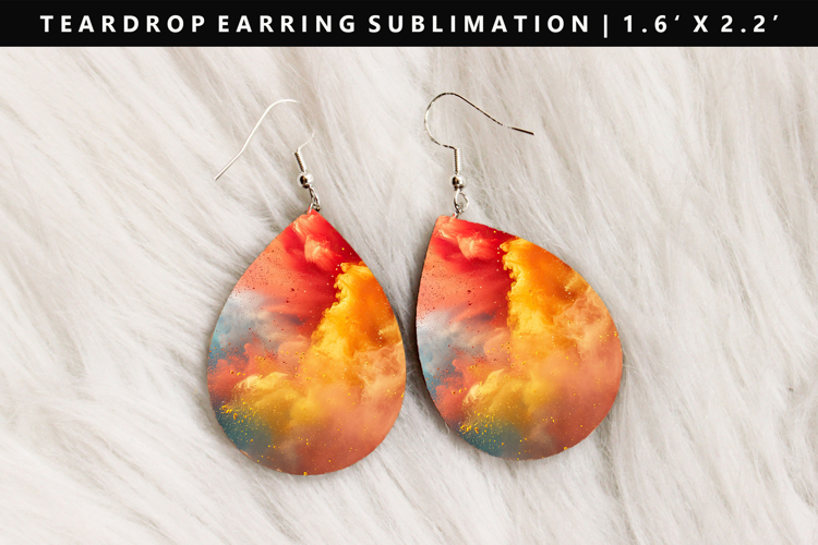 Rainbow Teardrop Earring Sublimation PNG Design