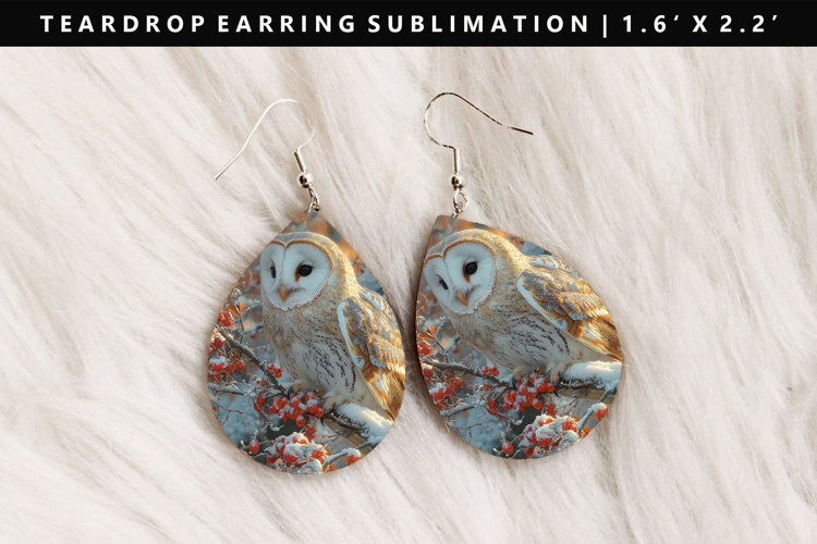 Owl Teardrop Earring Sublimation PNG Design