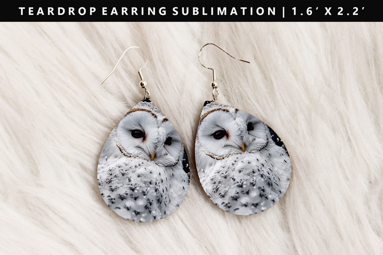 Owl Teardrop Earring Sublimation PNG Design