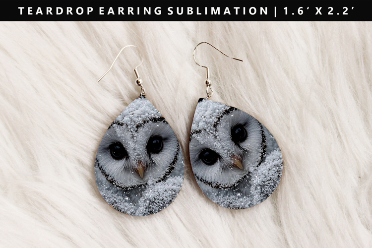 Owl Teardrop Earring Sublimation PNG Design
