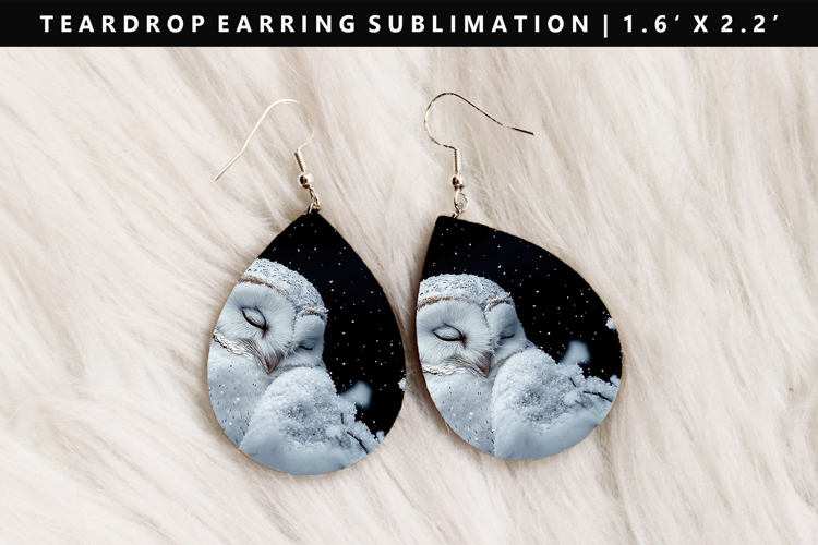 Owl Teardrop Earring Sublimation PNG Design