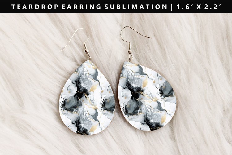 Alcohol Ink Teardrop Earring Sublimation PNG Design