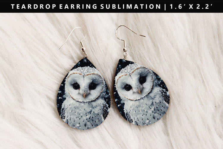 Owl Teardrop Earring Sublimation PNG Design