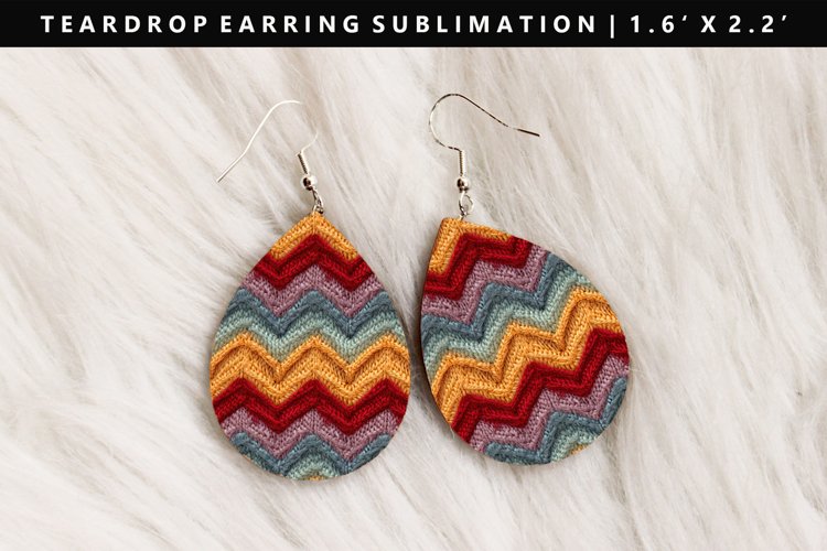 Knitted Teardrop Earring Sublimation PNG Design