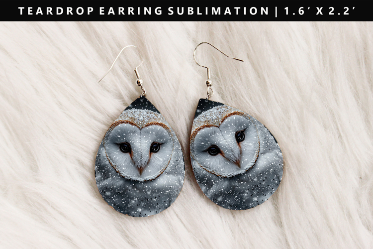 Owl Teardrop Earring Sublimation PNG Design
