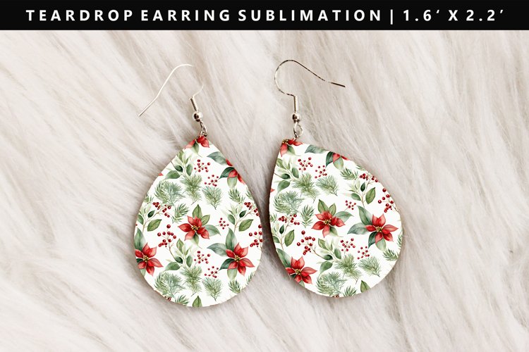 Christmas Teardrop Earring Sublimation PNG Design