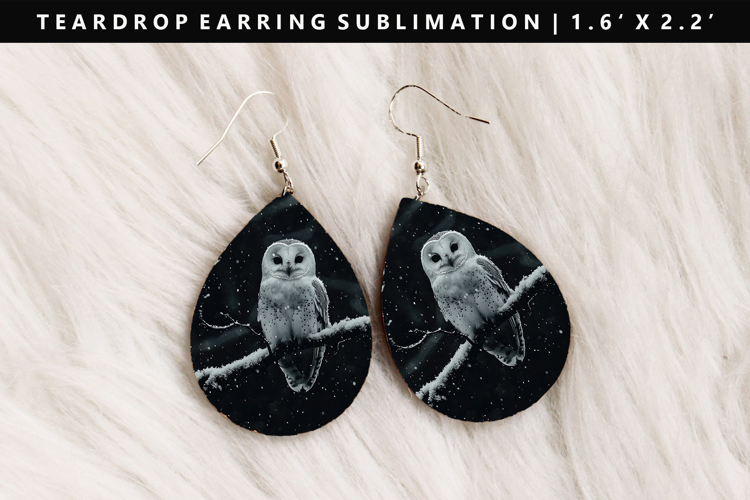 Owl Teardrop Earring Sublimation PNG Design