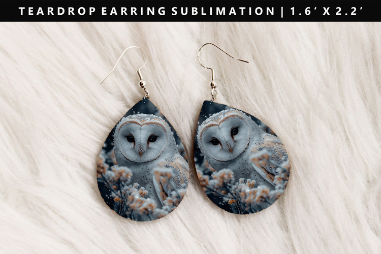 Owl Teardrop Earring Sublimation PNG Design