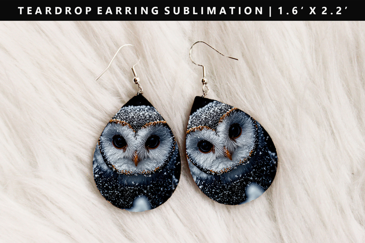Owl Teardrop Earring Sublimation PNG Design