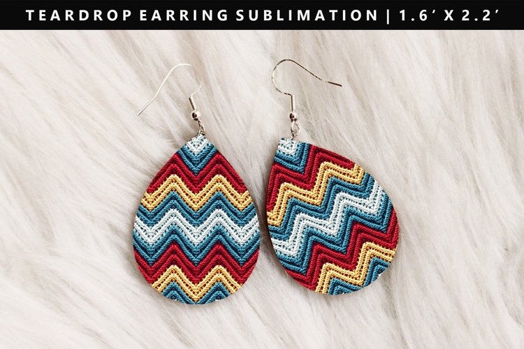 Knitted Teardrop Earring Sublimation PNG Design