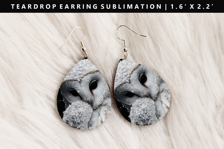 Owl Teardrop Earring Sublimation PNG Design
