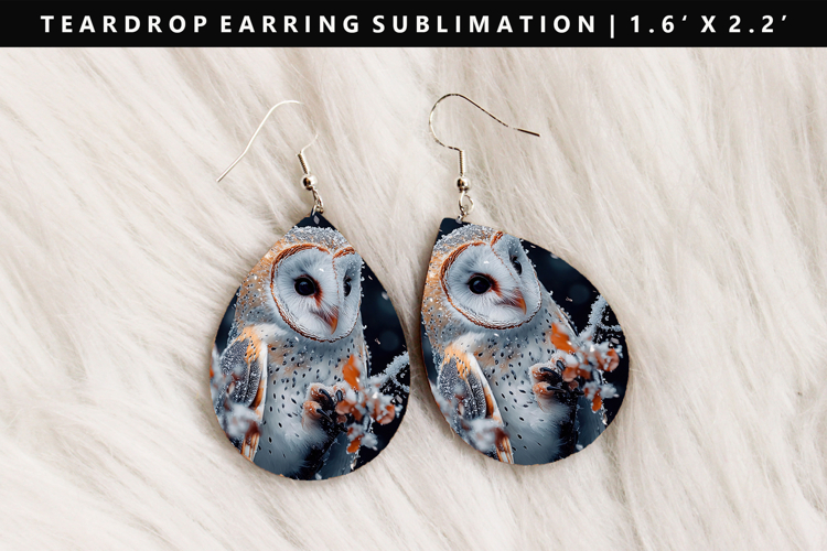 Owl Teardrop Earring Sublimation PNG Design