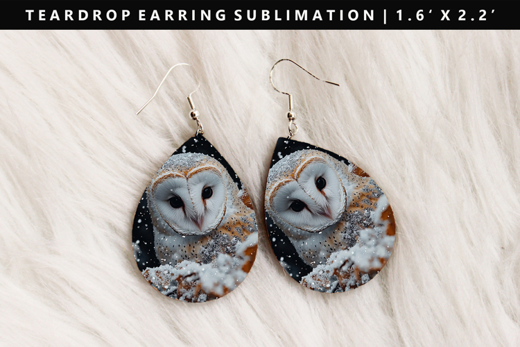 Owl Teardrop Earring Sublimation PNG Design