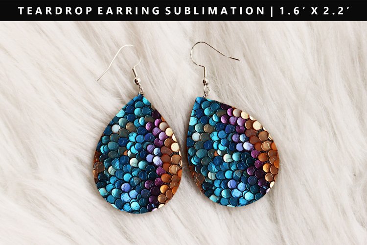 Sequin Teardrop Earring Sublimation PNG Design