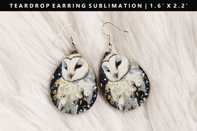 Owl Teardrop Earring Sublimation PNG Design
