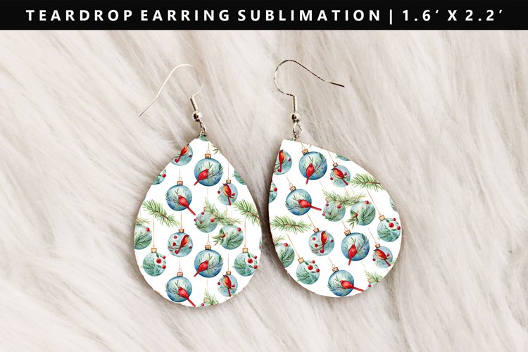 Christmas Teardrop Earring Sublimation PNG Design