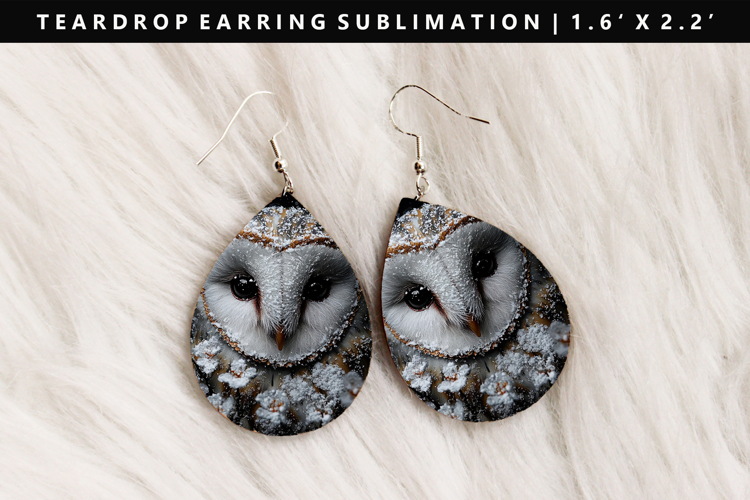 Owl Teardrop Earring Sublimation PNG Design