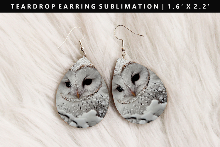 Owl Teardrop Earring Sublimation PNG Design