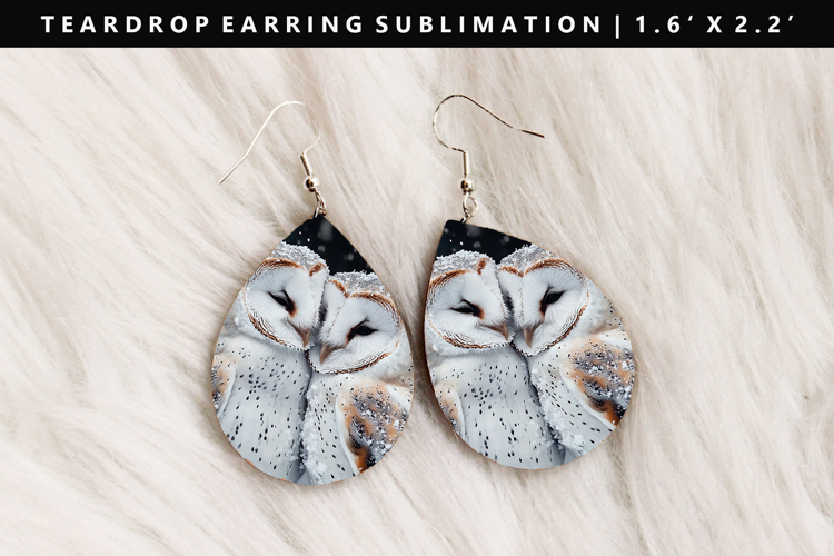 Owl Teardrop Earring Sublimation PNG Design